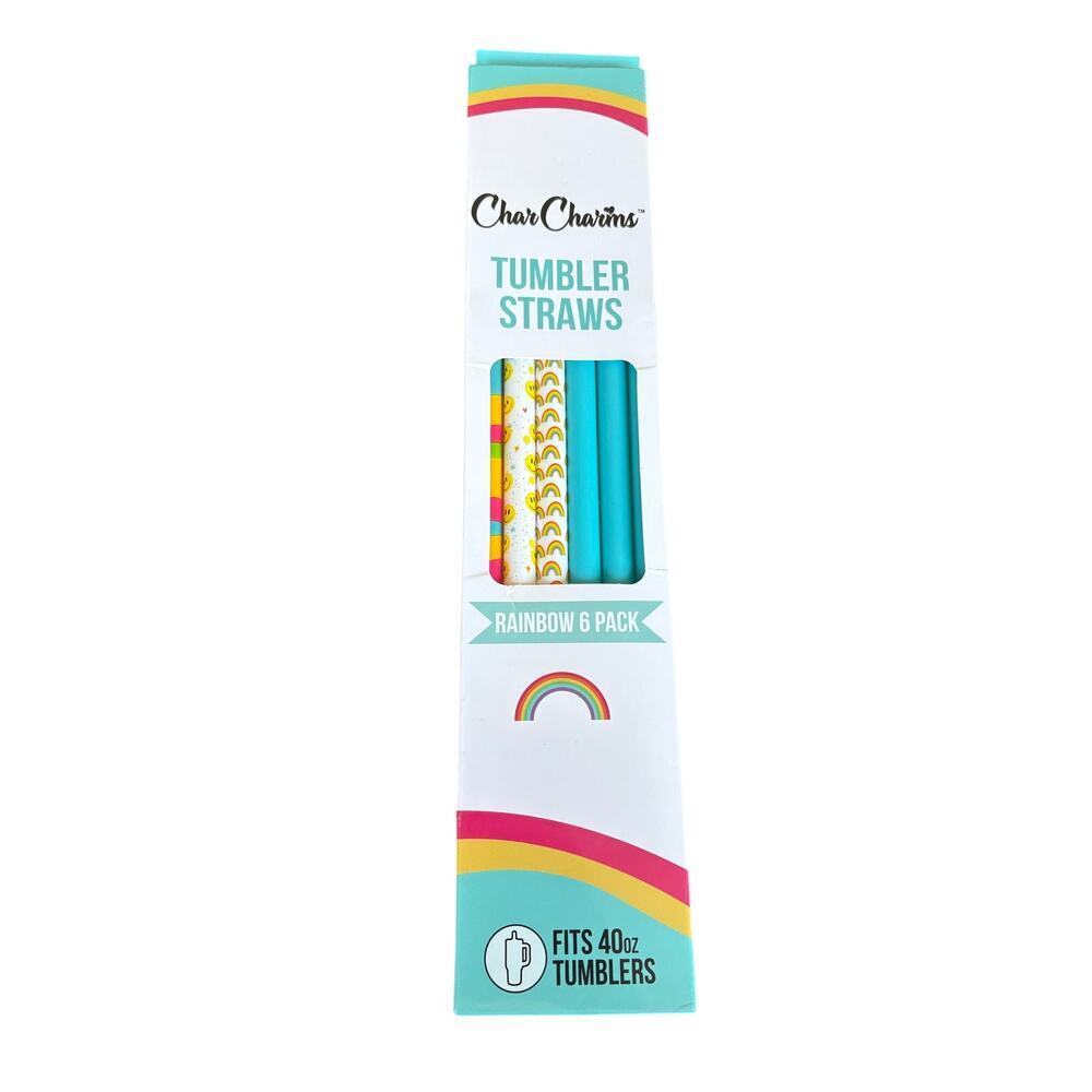 Char‎ Charms 40oz Tumbler Straws Rainbow 6 pack